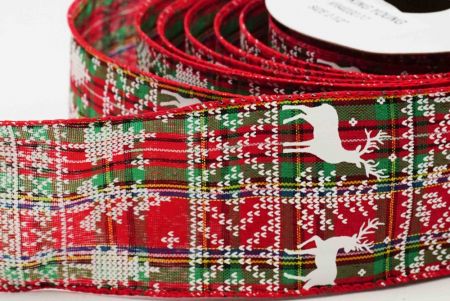 Knit Printed Reindeer.Tree Ribbon_KF6402GC-7-7_Plaid